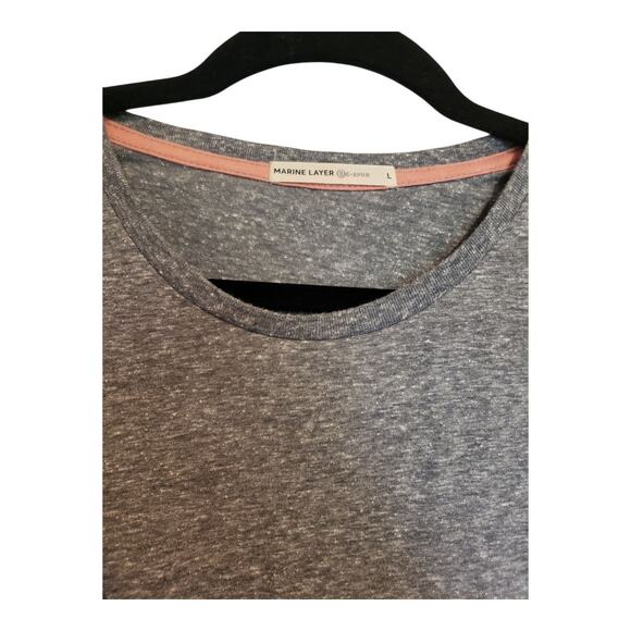 Marine Layer Banks Striped Shoulder Short Sleeve Tee Mens Large Heather Gray - Picture 3 of 11
